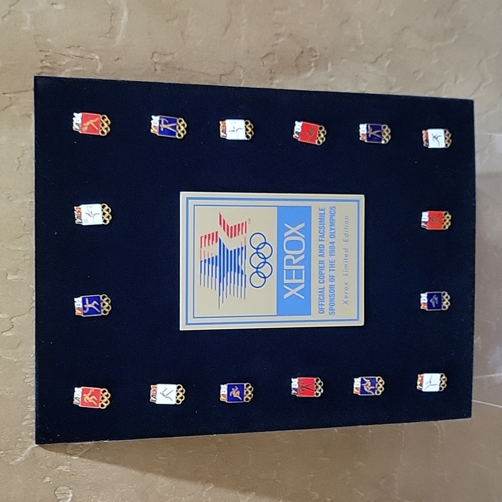 Vintage 1984 Summer Olympic Games Limited Edition Pin Set Xerox Plate Frame incl